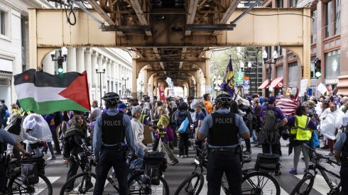 Thousands marched May 1, 2025, in Downtown Chicago to commemorate May Day, also known as International Workers’ Day. | Ashlee Rezin/Sun-Times file