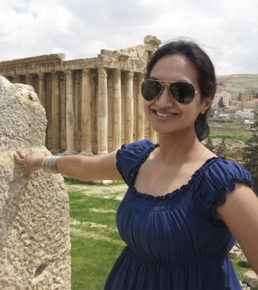 The author at the Temple of Bacchus in Baalbek, Lebanon in 2011.