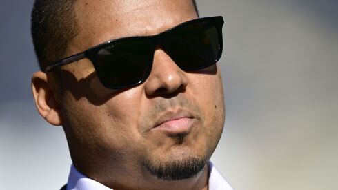 Bears general manager Ryan Poles looking on before a game last season at Soldier Field.