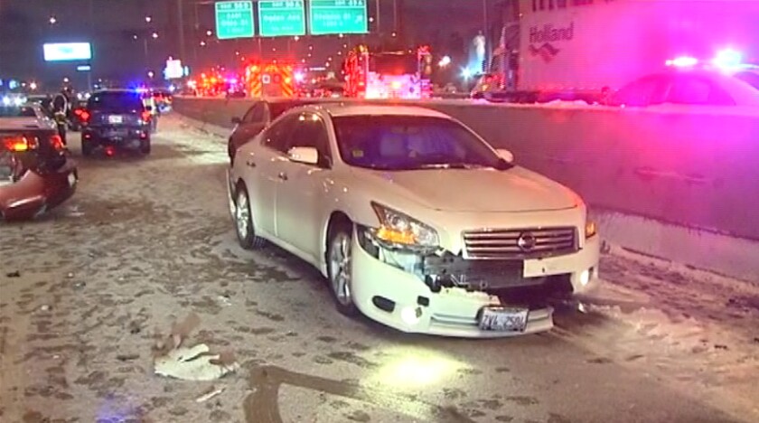 Emergency crews respond to a massive pileup on the Kennedy Expressway late Monday near Division. | Network Video Productions