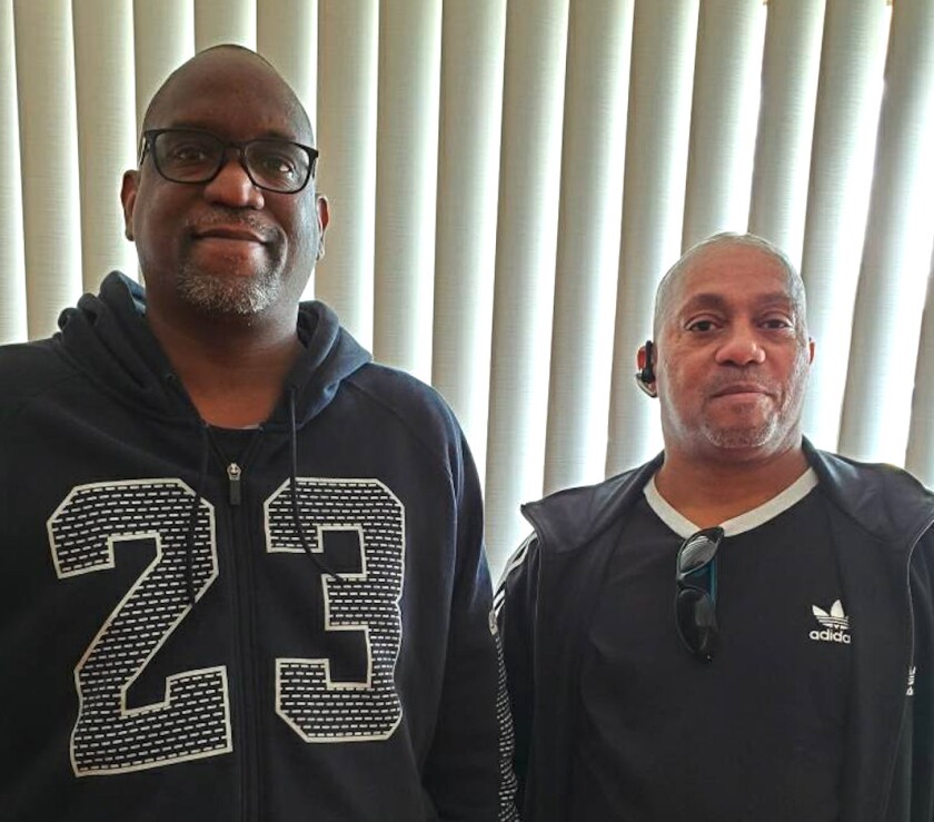 Donnell Todd (left) and Warren Pendleton say the shackling of their brother, Jeffery Pendleton, at Stroger Hospital was excessive, and are suing the Cook County Jail to stop the practice.