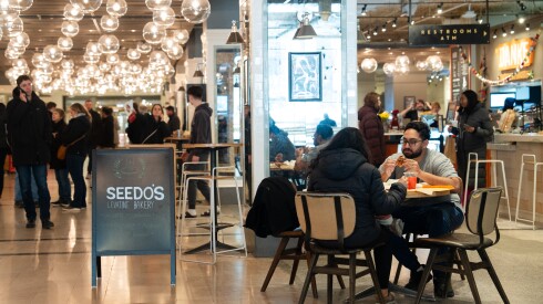 People eat at Sterling Food Hall in the Loop, Wednesday, Feb. 11, 2026.