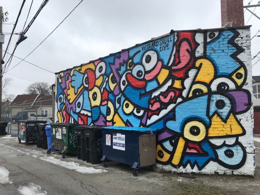 Alex Duke, also known as “Wizardskull,” painted this mural, inspired by Bart Simpson and his interest in animation.