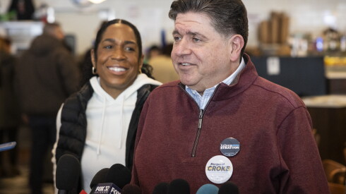Gov. JB Pritzker, shown with Lt. Gov. Juliana Stratton.
