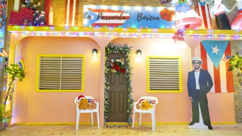 Puerto Rican-inspired holiday decorations, including a Bad Bunny-inspired “casita” can be seen all over the La Parranda Boricua pop-up located at Le Lo Lai Gallery in Humboldt Park.