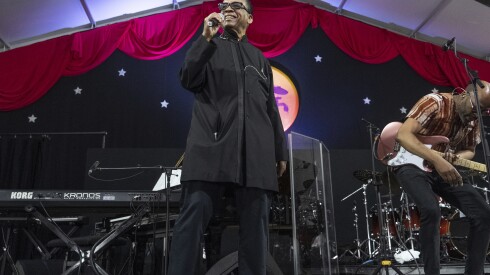 Herbie Hancock performs at the 2023 New Orleans Jazz & Heritage Festival on Sunday, May 7, 2023, at the Fair Grounds Race Course in New Orleans.