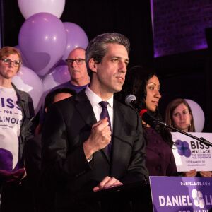 Daniel Biss speaks at Old Country Smokehouse, Tuesday. | Erin Brown/Sun-Times