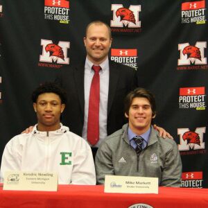 Maris seniors Michael Markett and Kendric Nowling signed letters of intent today. Provided photo.