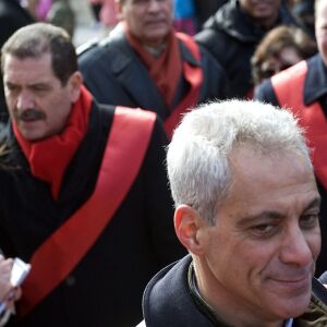 Mayor Rahm Emanuel and challenger Jesus “Chuy” Garcia took part in the Lunar New Year Parade on Sunday. | Richard A. Chapman/Sun-Times