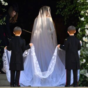 Meghan Markle arrives for the wedding ceremony to marry Britain’s Prince Harry, Duke of Sussex. | BEN STANSALL/AFP/Getty Images