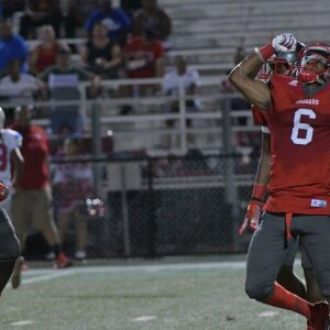 Hubbard’s Isaiah Ross (6) celebrates after catching an interception. Worsom Robinson/For the Sun-Times.