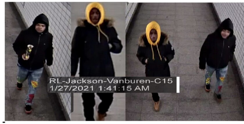 Police are searching for two men wanted in connection with Jan. 27, 2020 robbery at a CTA Brown Line station.