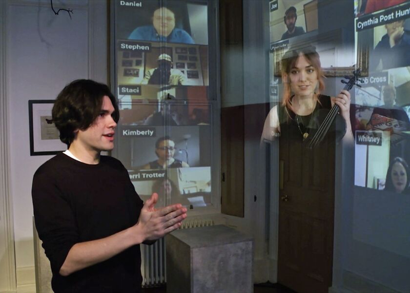 Remote audience members interact directly with world-renowned illusionist Scott Silven, helping to shape each intimate, immersive performance of The Journey. This WorldStage at Chicago Shakespeare Theater event is streaming live for two weeks only, January 12–24, 2021. Photo: Journey Productions Limited.