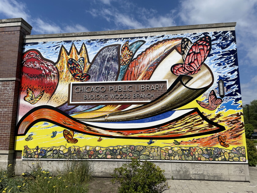 Budlong Library Chicago murals: Budlong Woods Branch library mural symbolizes ...