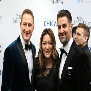 Ji Suk Yi is joined by Rob Katz and Kevin Boehm at the James Beard Award Red Carpet. | Brian Rich/Sun-Times