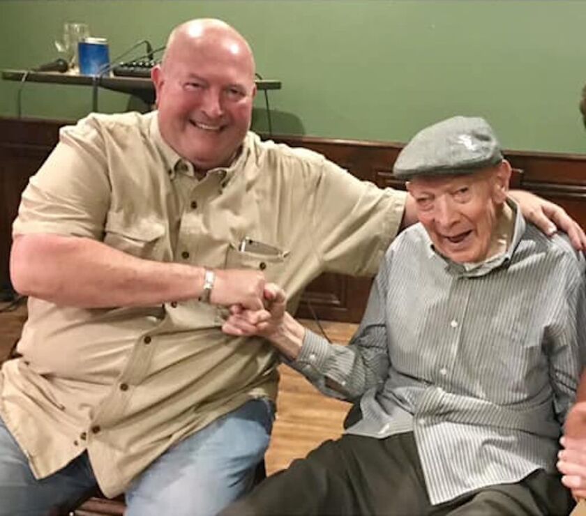 Malachy Towey (right) with accordionist Jimmy Keane.