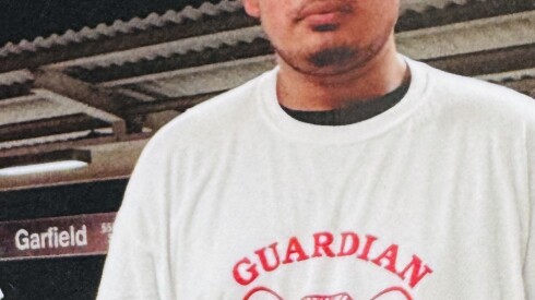 Benjamin Cortez-Gomez as a volunteer for the Guardian Angels on a CTA Green Line platform in 2013.