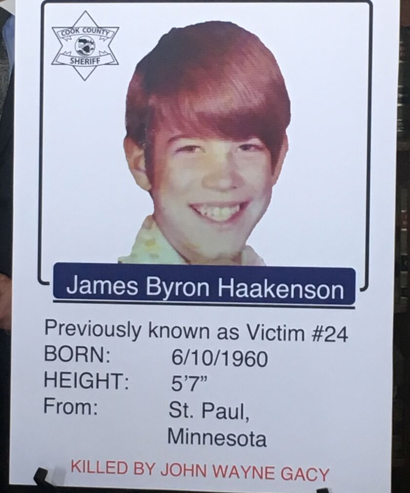 Cook County Sheriff Tom Dart on Wednesday announced that another victim of serial killer John Wayne Gacy has been identified. This victim was a 16-year-old runaway from Minnesota, James Byron Haakenson. | Mitch Dudek/Sun-Times