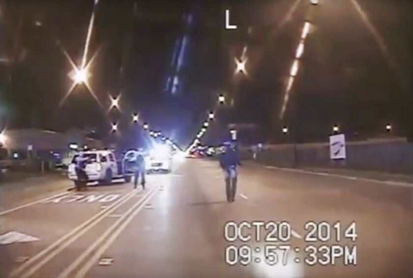Police dashcam footage that captured the fatal shooting of Laquan McDonald on Oct. 20, 2014.