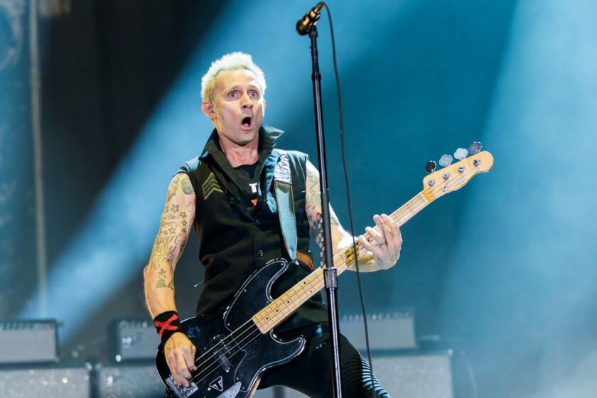 Green Day’s bassist Mike Dirnt performs at Wrigley Field on Thursday, August 24, 2017. | SANTIAGO COVARRUBIAS/FOR THE SUN-TIMES