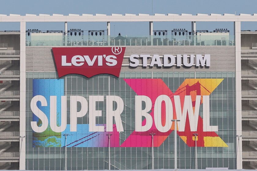 Outside Levi's Stadium prior to Super Bowl LX on February 05, 2026 in Santa Clara, Calif.