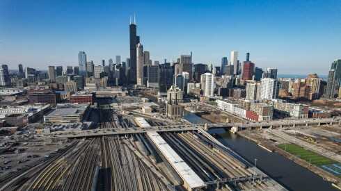 Amtrak’s 47-acre rail yard along the Chicago River between West Roosevelt Road and West 18th Street in South Loop, Wednesday, March 18, 2026. Potential future White Sox chairman Justin Ishbia's private equity firm is nearing a deal to buy the rail yard.