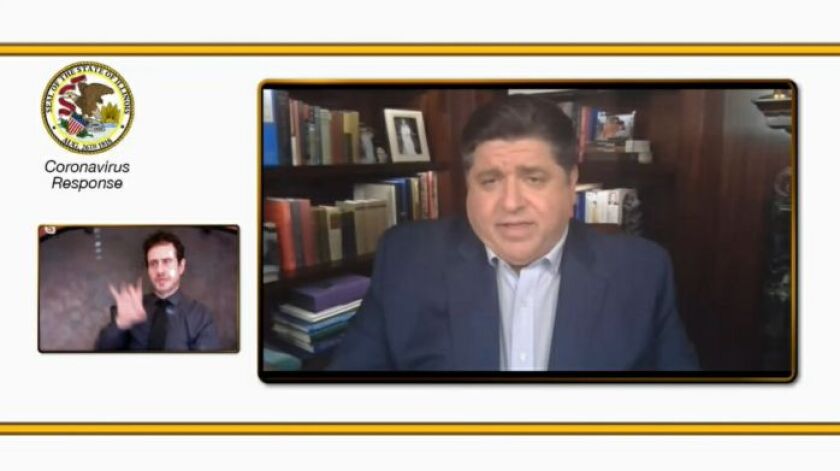 Gov. J.B. Pritzker delivers his daily COVID-19 update during a virtual briefing on Monday.