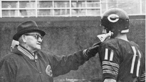 Bears quarterback Jack Concannon speaks to head coach George Halas.