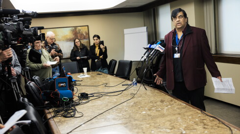 Resilience Healthcare CEO Manoj Prasad discusses the financial situation at West Suburban Medical Center during a news conference Wednesday about the hospital’s temporary closure and plans to try to reopen it.