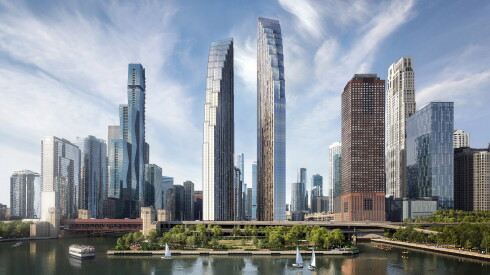 A rendering of Related Midwest's two towers at 400 N. Lake Shore Drive.