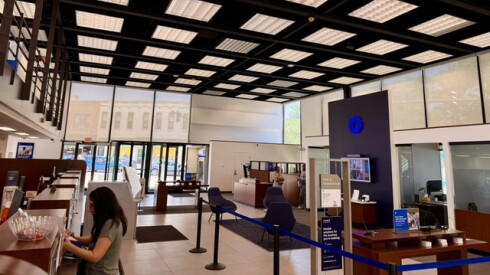 Inside the endangered Chase bank at 1900 Central St. in Evanston.