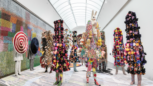 Nick Cave's exhibition at The Museum of Contemporary Art Chicago, is a career-spanning retrospective that incorporates the evolution of styles in his work including the Soundsuits series and Spinner Forest.