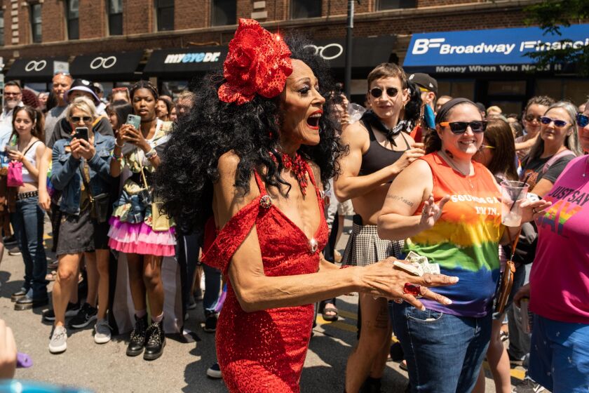 Sheri Payne performs at the Chicago Pride Fest in the Northalsted neighborhood, Saturday, June 17, 2023. | Pat Nabong/Sun-Times