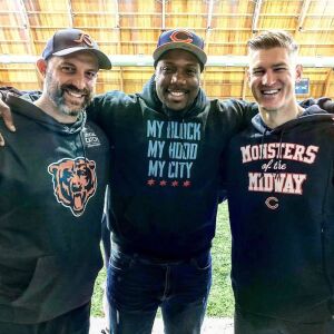 My Block, My Hood, My City founder Jahmal Cole with Bears head coach Matt Nagy and general manager Ryan Pace. | Provided by My Block, My Hood, My City