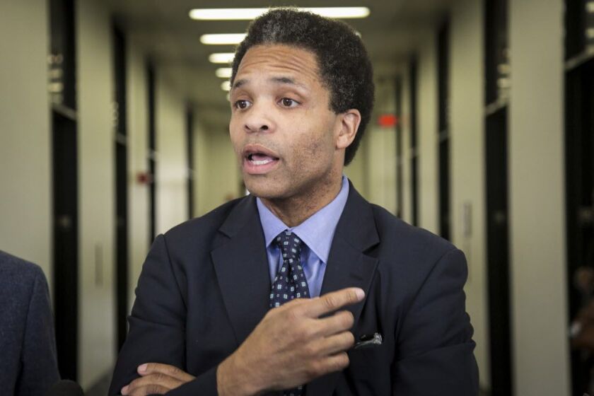 Former U.S. Rep. Jesse Jackson Jr. addresses the media after a divorce hearing at the Daley Center on Feb. 27, 2017. | Ashlee Rezin/Sun-TimesThe Battling Bickersons are at it again.