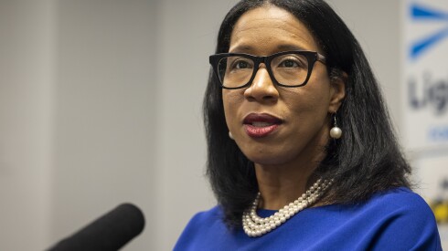 City Treasurer Melissa Conyears-Ervin, Democratic primary candidate for Illinois' 7th congressional district, sits down for an interview with Chicago Sun-Times and WBEZ reporters at her campaign office in River North Jan. 22, 2026.