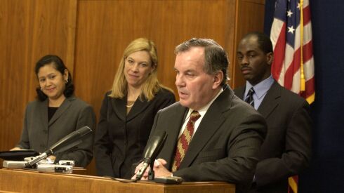 Mayor Richard M. Daley at the February 2004 news conference at which he named several new commissioners.