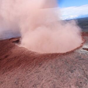 A plume of ash rises from the Puu Oo crater on Hawaii’s Kilaueaa Volcano. | U.S. Geolgogical Survey via AP