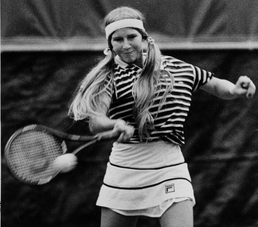 Young Andrea Jaeger makes a return on her way to a victory over Renee Richards at the U.S. Open Clay Court Championship in Indianapolis on Aug. 5, 1981. | AP files