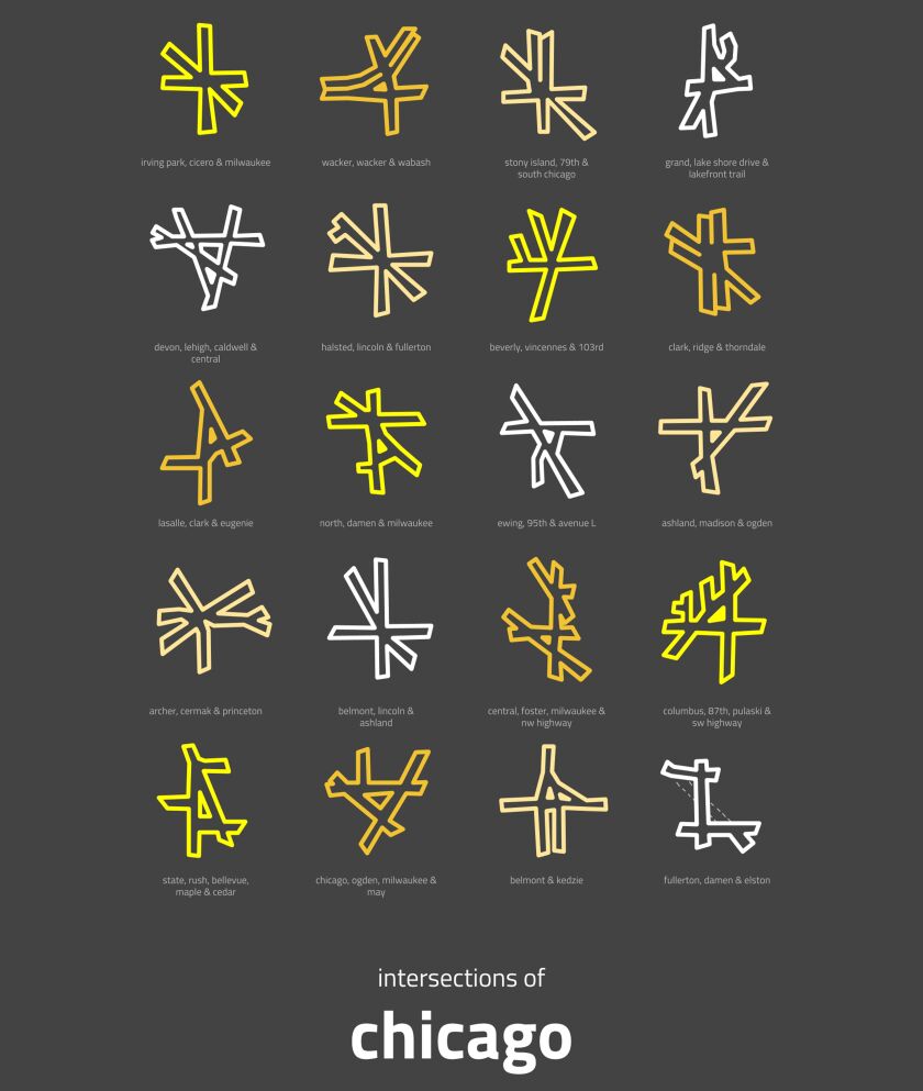 Peter Gorman sells abstract art inspired by street intersections in various cities. This is his Chicago artwork, but he also has others based on streets in Los Angeles, Portland, Seattle and San Francisco. | Provided