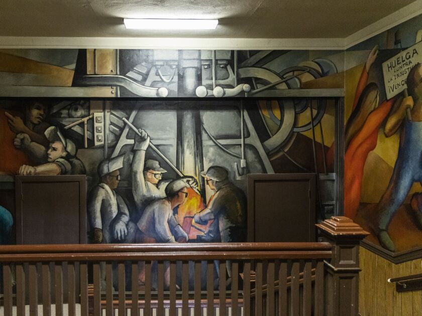 A portion of the “Solidarity” mural at the United Electrical Workers union hall.