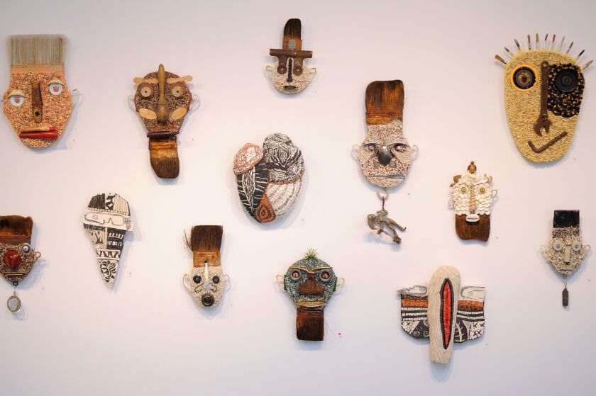 Pieces on display at an exhibition at the Chicago Mosaic School.