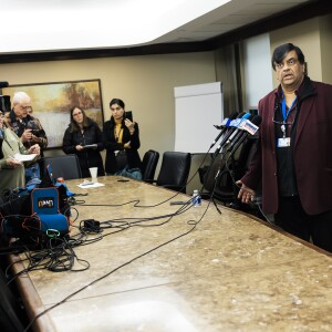 Resilience Healthcare CEO Manoj Prasad discusses the financial situation at West Suburban Medical Center during a news conference Wednesday about the hospital’s temporary closure and plans to try to reopen it.