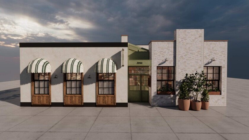 A rendering of the exterior of Sarah Grueneberg's new restaurant Trattoria Lo So at 2048 W. Armitage Ave., the former Jack & Ginger’s