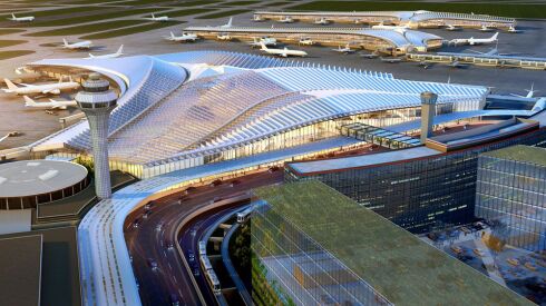 A rendering of the planned new Terminal 2, the “global terminal,” at O’Hare Airport.