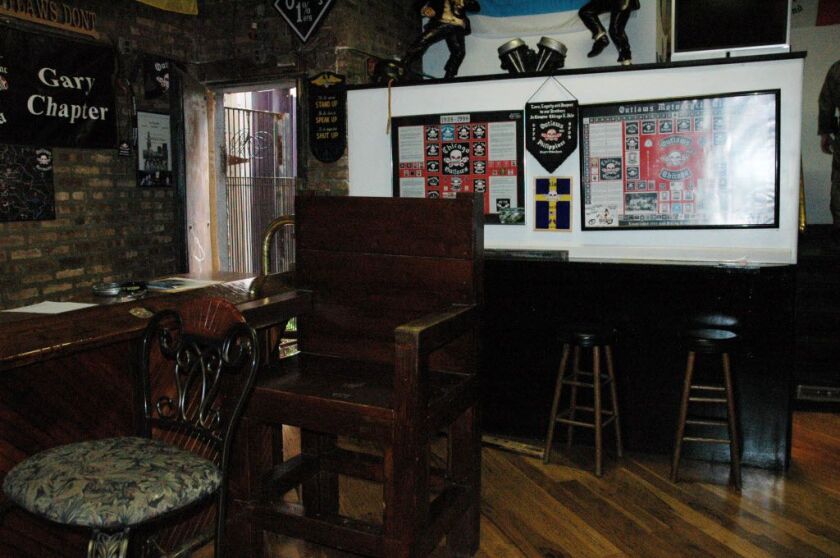 The bar area at the Outlaws’ old North Side clubhouse.