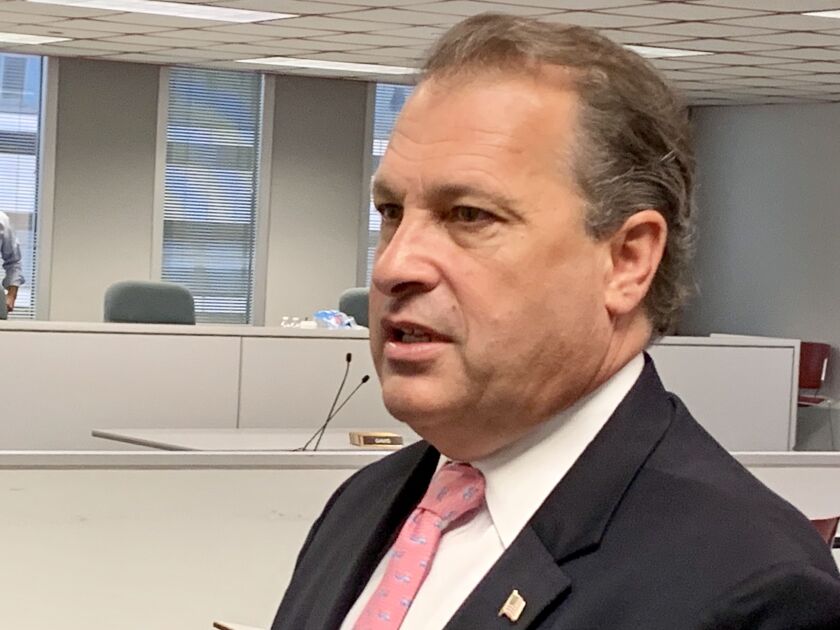 Arlington International Racecourse president Tony Petrillo pictured at a September 2019 Illinois Racing Board meeting.
