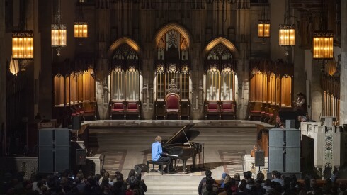 Cameron Winter front man of Geese performs Rockefeller Chapel at the University of Chicago, Tuesday, Dec. 16, 2025.