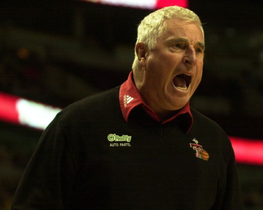 Texas Tech coach Bobby Knight argues a call in 2004. Sun-Times photo by Tom Cruze