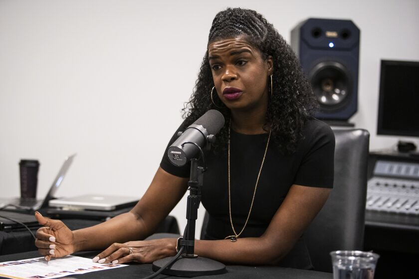Cook County State’s Attorney Kim Foxx sits down for an interview at the Sun-Times in March.